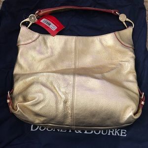 Dooney & Bourke Gold Medium Logo Lock Sac